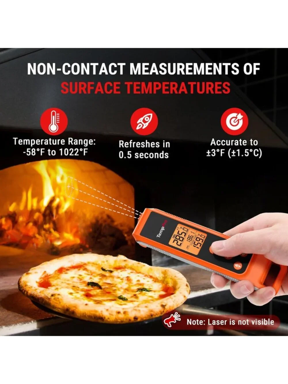 2-in-1 Instant Read Cooking Thermometer - Infrared & Meat Probe, Non-Contact